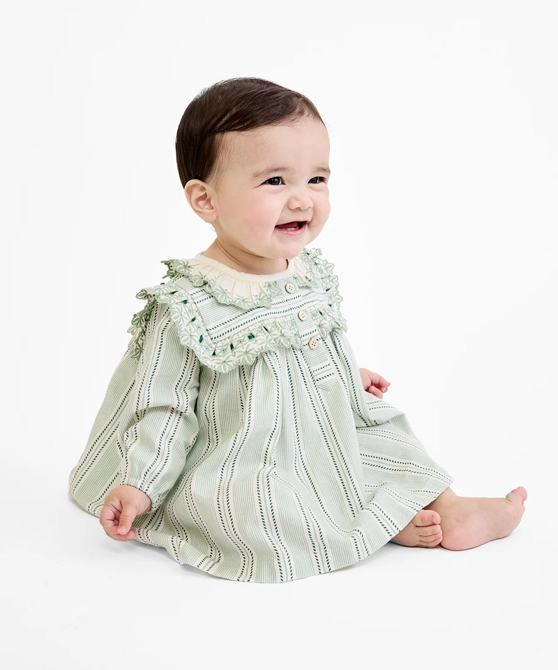 Sara Baby Dress | Sage Chevron Stripe