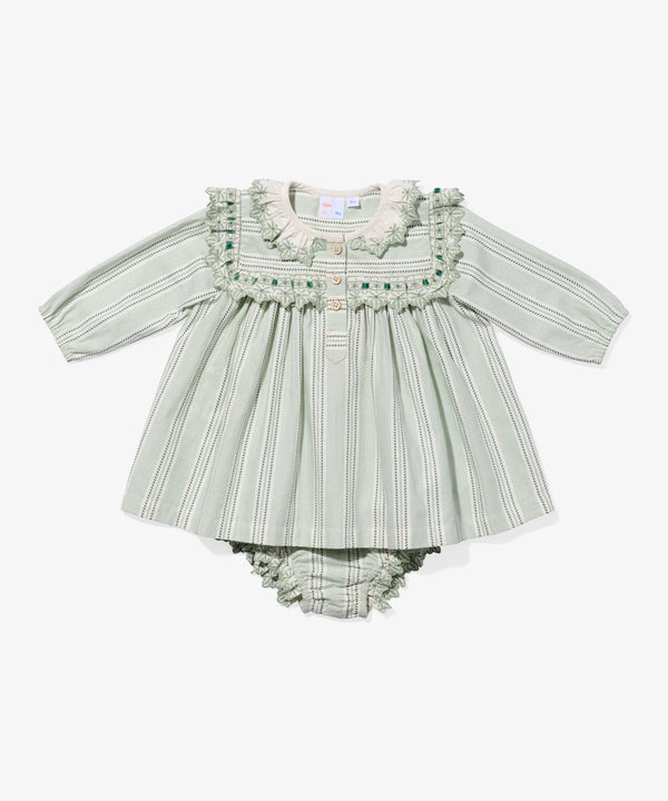 Sara Baby Dress | Sage Chevron Stripe
