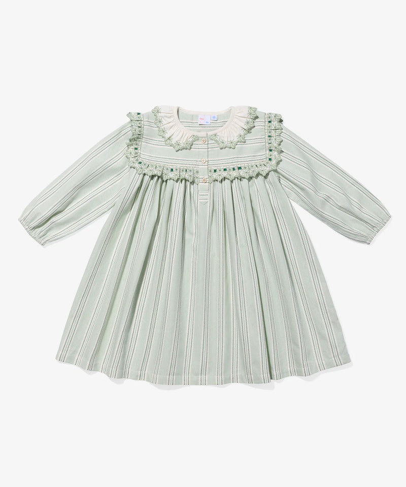 Sara Dress | Sage Chevron Stripe