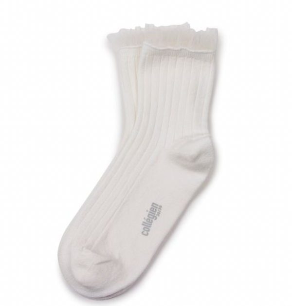 Margaux Tulle Ankle Socks | White