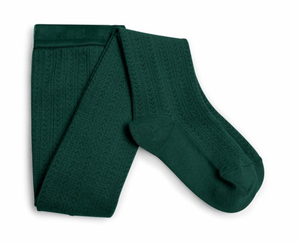 Angelique Pointelle Merino Wool Tights | Forest Green