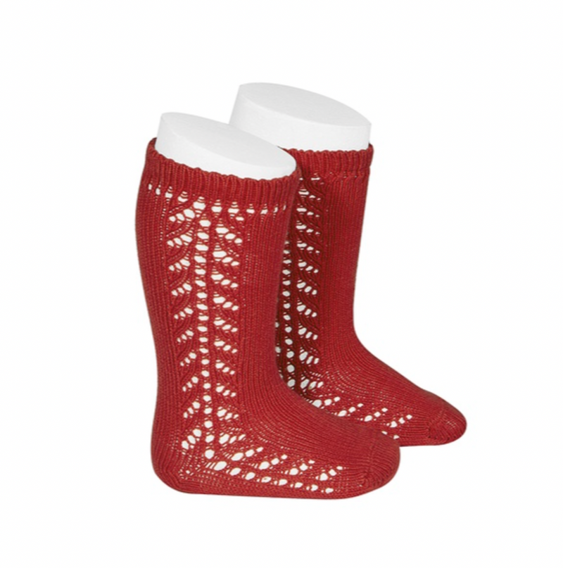 Side Crochet Knee Sock | Red