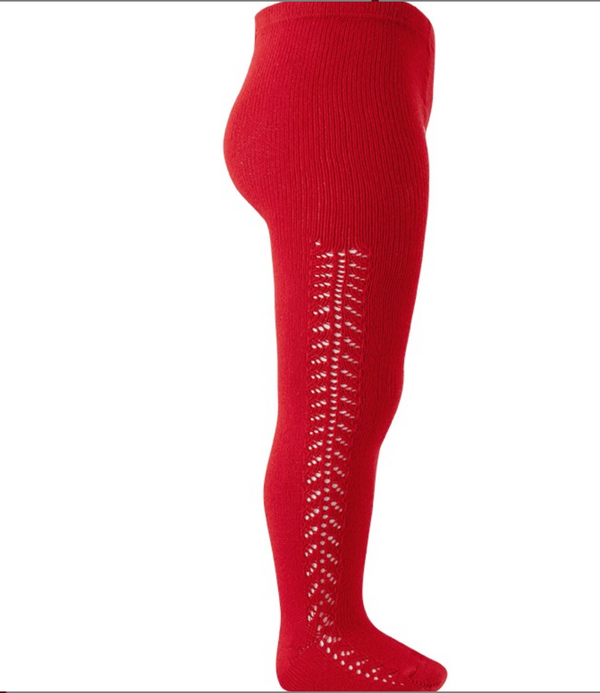 Side Crochet Tights | Red