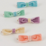 Pastel Velvet Mini Bow Clips