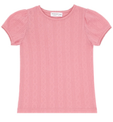 Pink Guava Pointelle Puff Sleeve Shirt