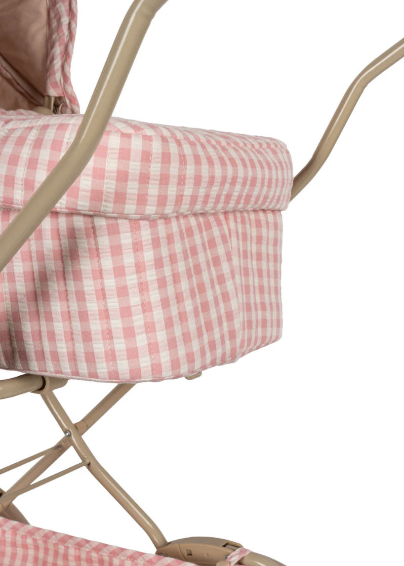 Doll Pram | Powder Pink Check