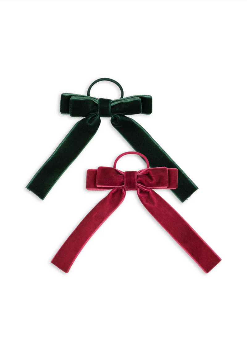 2 Pack Double Bow Elastic | Green/Sangria