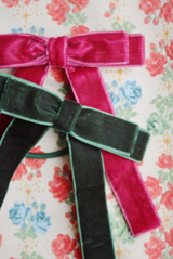 2 Pack Double Bow Elastic | Green/Sangria