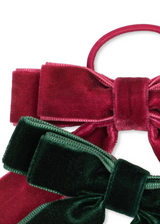 2 Pack Double Bow Elastic | Green/Sangria