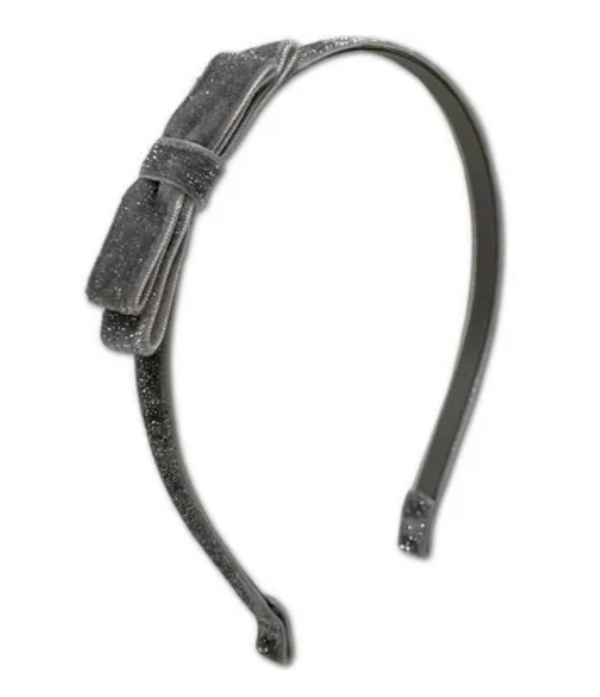 Shimmer Velvet Bow Headband | Gray
