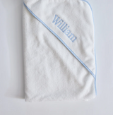 Blue Pipped Hooded Bath Towel & Washcloth Set Blue
