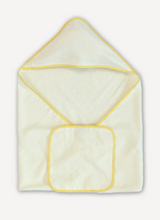 Lemon Piped Hooded Bath Towel & Washcloth Set