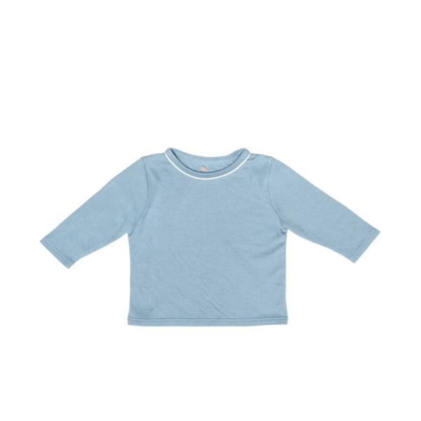 Edward Long Sleeve Tee | Dusty Blue w. White Trim