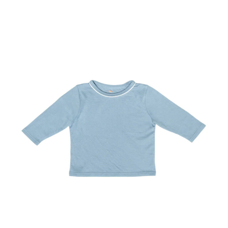 Edward Long Sleeve Tee | Dusty Blue w. White Trim