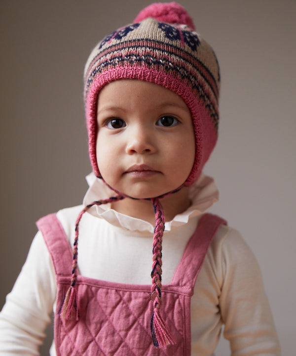 Fairisle Ear Flap Hat | Rose Butterfly