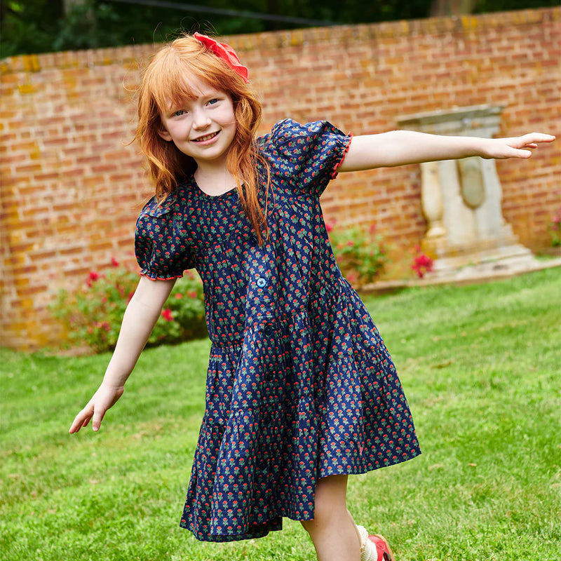 Girls Elizabeth Dress | Navy Carnation