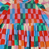 Multicolor Checks Smocked Dress
