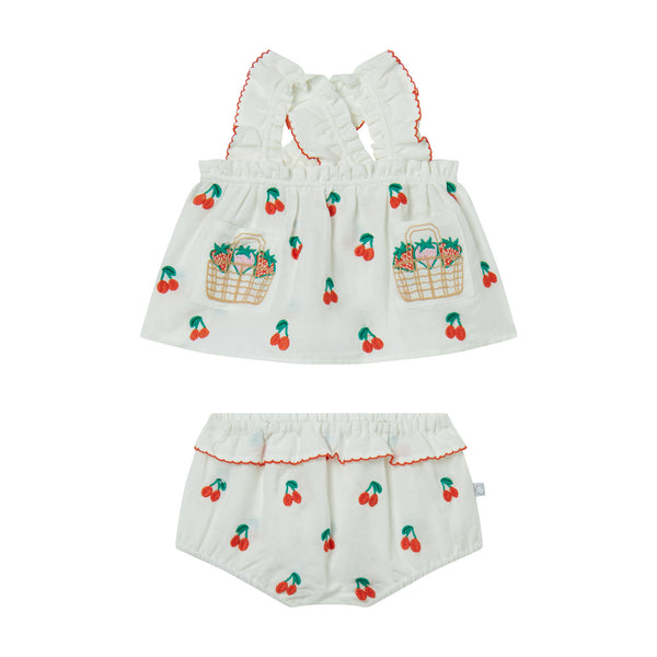 Baby Girl Top & Bloomers | Cherries Embroidery