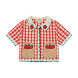 Girl SS Check Shirt | Crotchet Strawberries Basket