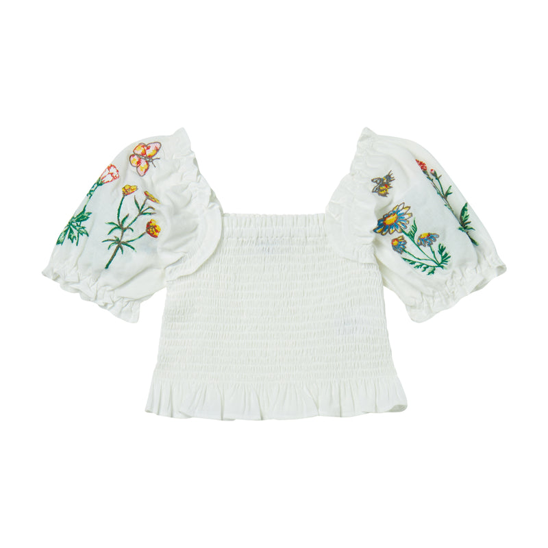 Girl SS Top | Flowers Embroidery