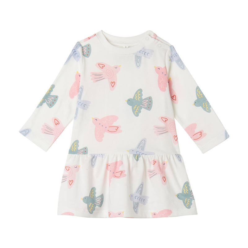 Baby Girl LS Birds Dress
