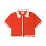 Girl SS Blouse with Crochet Details