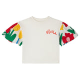 Girl SS T-Shirt with Flowers Print Sleeves