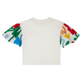 Girl SS T-Shirt with Flowers Print Sleeves