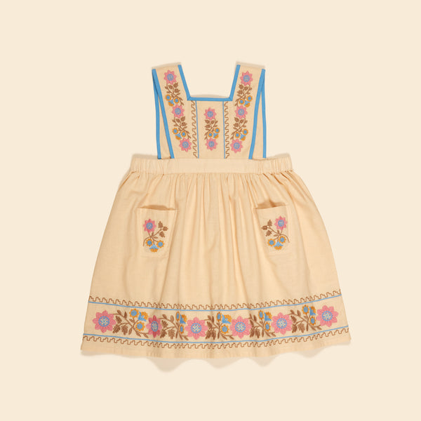 Ursina Embroidered Pinafore | Cashew