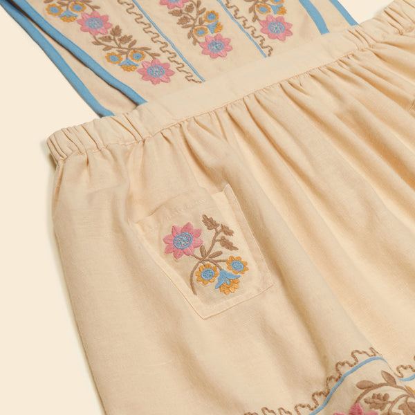 Ursina Embroidered Pinafore | Cashew