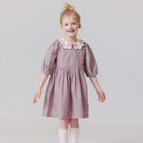 Girls Darcy Dress | Pink Green Stripe