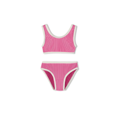 Mini Stripe Rib Scoop Bikini Top  & Bottom | Shell Pink