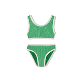 Mini Stripe Rib Scoop Bikini Top  & Bottom | Parrot Green