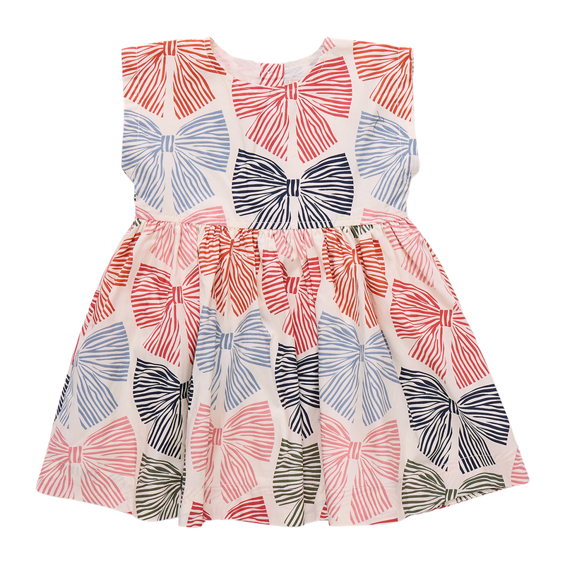Girls Adaline Dress | Multi Striped Bows