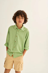 Erick Shirt | Green-Striped Linen Cotton