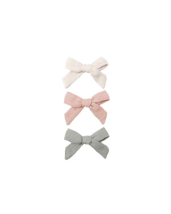 Bow W. Clip, Set Of 3 | Natural, Fern, Rose