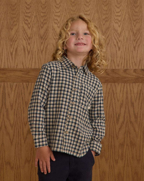 Collared Long Sleeve Shirt | Navy Check