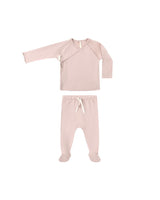 Wrap Top + Footed Pant Set | Rose