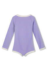 Mini Stripe Rib Rashie Onesie | Grape