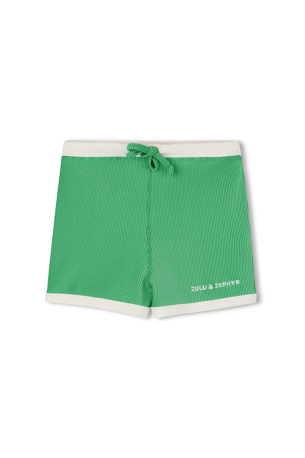 Mini Stripe Rib Surf Short | Parrot Green
