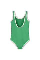 Mini Stripe Rib Scoop One Piece | Parrot Green