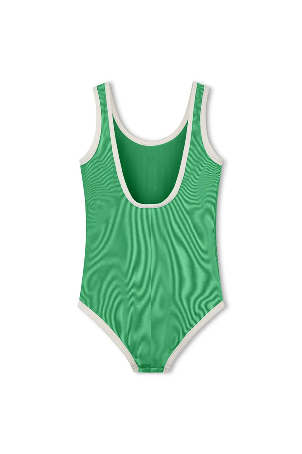 Mini Stripe Rib Scoop One Piece | Parrot Green