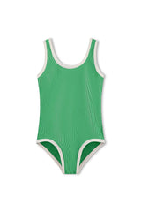 Mini Stripe Rib Scoop One Piece | Parrot Green