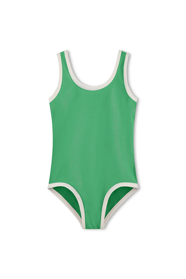 Mini Stripe Rib Scoop One Piece | Parrot Green
