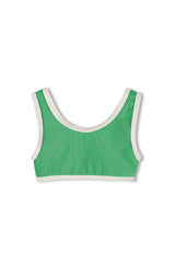 Mini Stripe Rib Scoop Bikini Top  & Bottom | Parrot Green