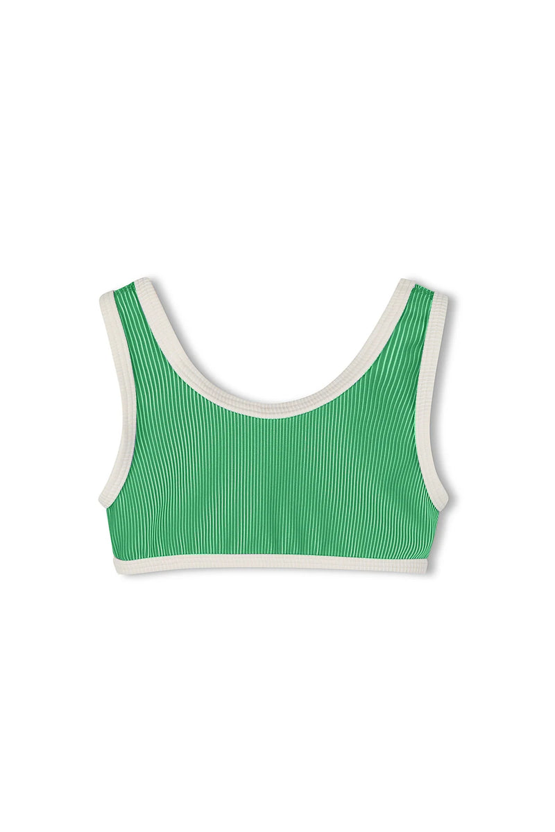 Mini Stripe Rib Scoop Bikini Top  & Bottom | Parrot Green