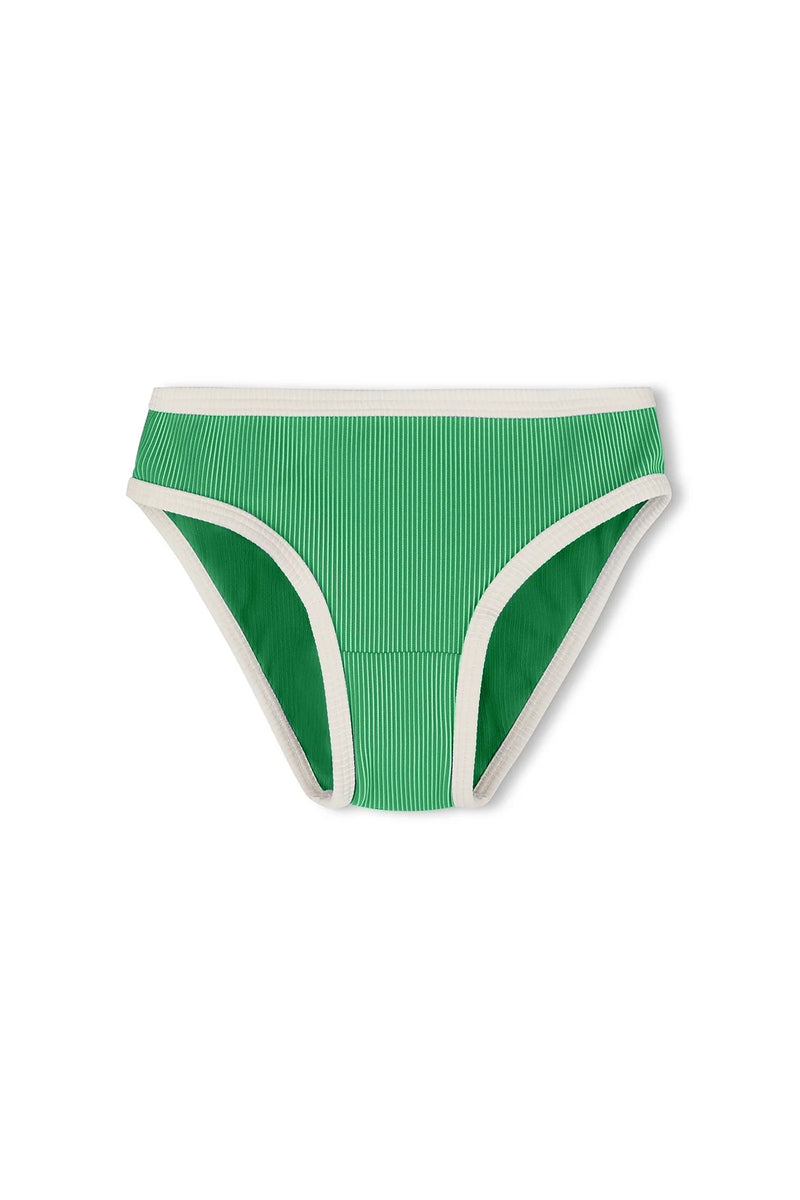Mini Stripe Rib Scoop Bikini Top  & Bottom | Parrot Green