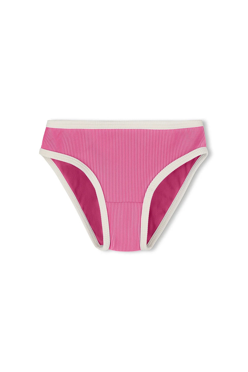 Mini Stripe Rib Scoop Bikini Top  & Bottom | Shell Pink