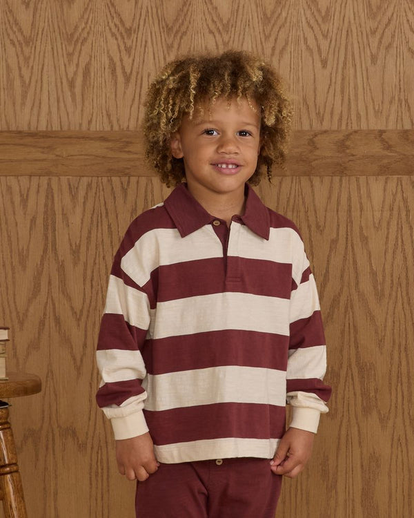 Rugby Polo | Burgundy Stripe