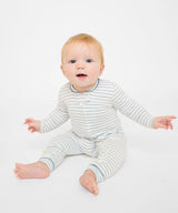 Ziggy Zip Romper | Dusty Blue Mini Stripe